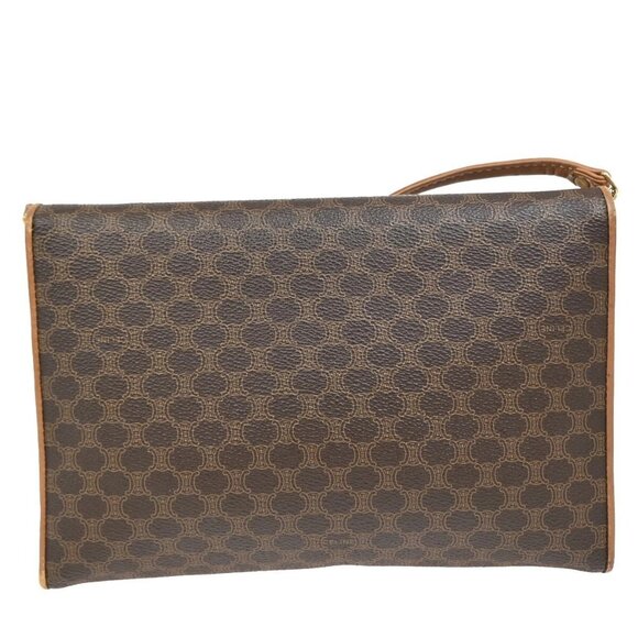 CELINE Logo Macadam Pattern Shoulder Bag PVC Leather Brown GHW Italy 36FB775 - Picture 3 of 16